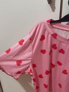 Pink Heart Print Top