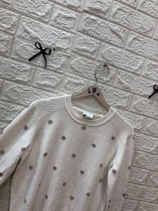 Elegant Polka Dot Knit Sweater