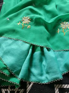 Green Embroidered Georgette Saree With Blouse