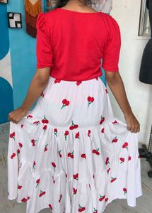 Cherry Print Skirt And Top