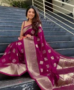 Elegant Maroon Banarasi Saree