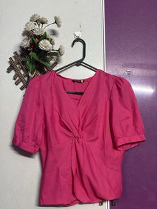 Stylish Pink Twist-Front Top