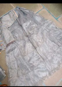 Gray Ruffle Lehenga Set