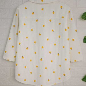 💥White Cotton Shirt With Orange Fruit Print