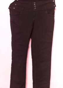 Black High-Waisted Lace-Up Jeans