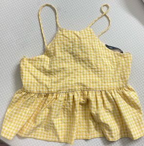 Zara Yellow Peplum Top With Designer Back