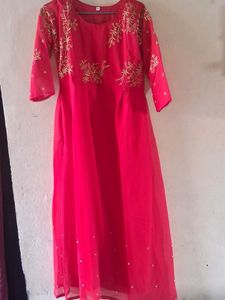 Elegant Red Embroidered Kurta