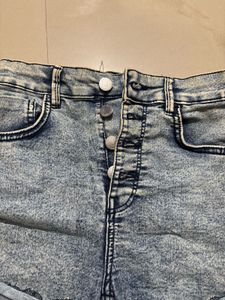 Denim Button-Down Shorts