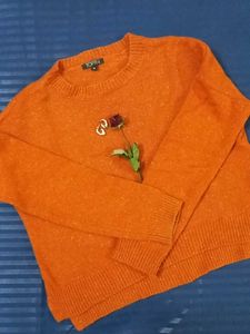 Rust Orange Cozy Knit Sweater - TOPTEN