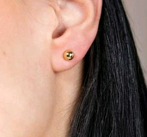 18k Pure Gold Ball Stud Earrings