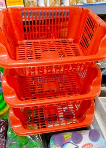 Red Plastic Storage Baskets