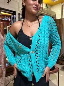 Teal Knit Cardigan