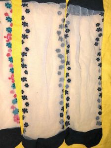 Floral Print Sheer Toe Socks