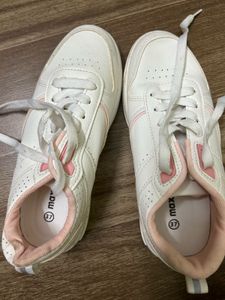 Max White &amp; Pink Accent Sneakers