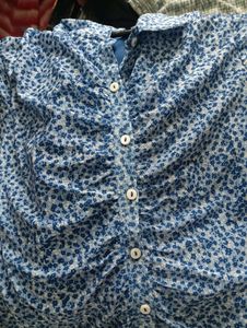 Zudio Blue Floral Print Rushed Shirt