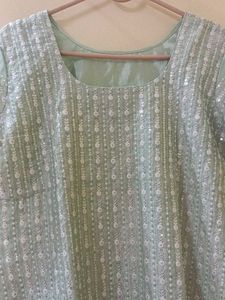 Light Blue Sequin Embellished Kurti