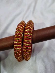 Red Golden Lakh Bangles