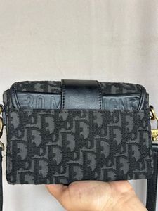 Christian Dior Black Leather Canvas Montaigne