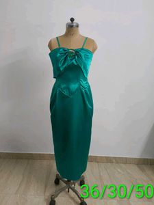Emerald Satin Midi Dress