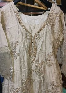 Embroidered And Beaded Cotton Suit