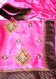 Pink Embroidered Saree with Decorative Border