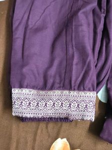 Wine Coloured Suit Set With Dupatta