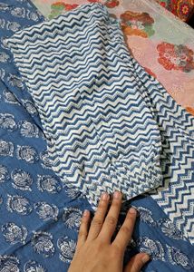 Blue Printed Kurta- Pant Set