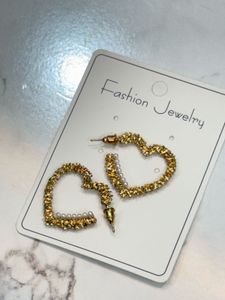 Golden Heart Shape Earrings