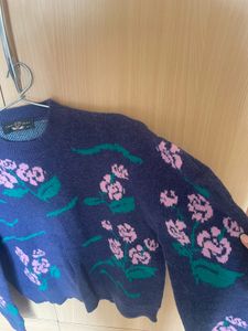 Blue Floral Sweater