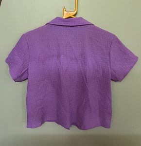 Max Purple Textured Button-Down Top