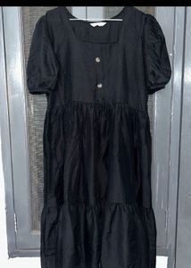 Black Puff Sleeve Midi Dress ❤️