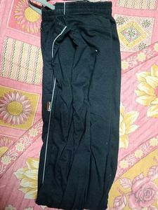 Black Track Pants with Stripe