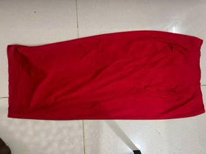 H&amp;M Red Skirt with Ruffle Detail