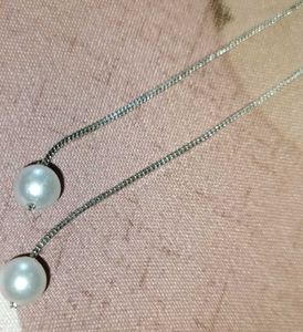 Simple Silver Necklace And Earring Set For Girls.
