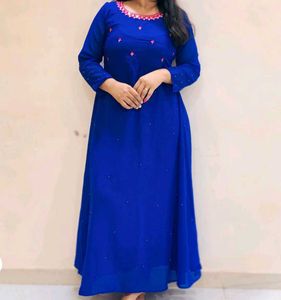Blue Anarkali With Pink Dupatta ❤️
