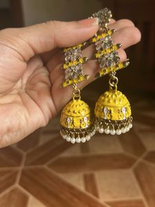 Yellow Jhumka Earrings