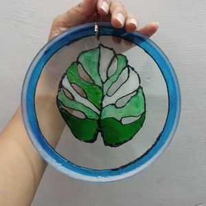 Handmade Glass Paint art - Upcycled Item