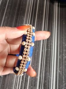 Blue &amp; Gold Silk Thread Bangles