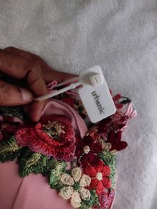 Floral Embroidered Pink Corset Midi Dress