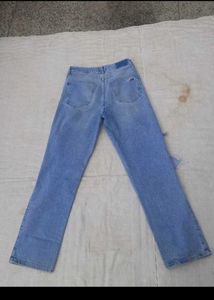 Flared Blue Distress Jeans
