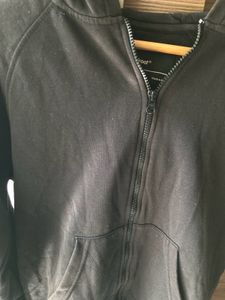 Men Black Zipper Hoodie