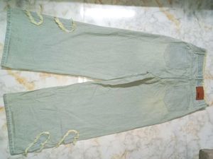 Distressed Wide-Leg Denim Jeans