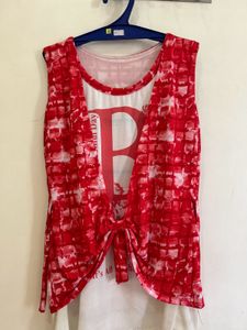 Red &amp; White Sleeveless Top