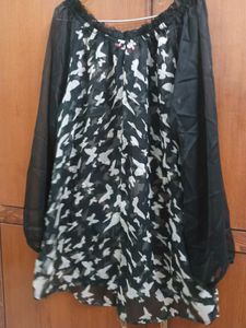 Black Print Chiffon Top