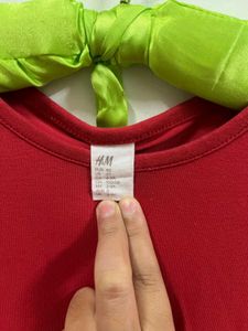 H&amp;m Red Long Sleeve sparkle tulle Dress