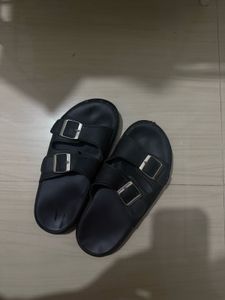 Black Buckle Slides