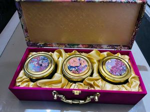 Floral Trinket Box with Three Decorative Jars New