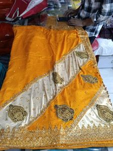 Elegant Yellow & Gold Embellished Saree