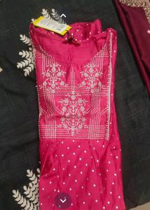 Vishudh Brand Pink Threadwork Kurta Xxl