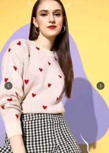 Heart Print Sweater &amp; Jeans Set